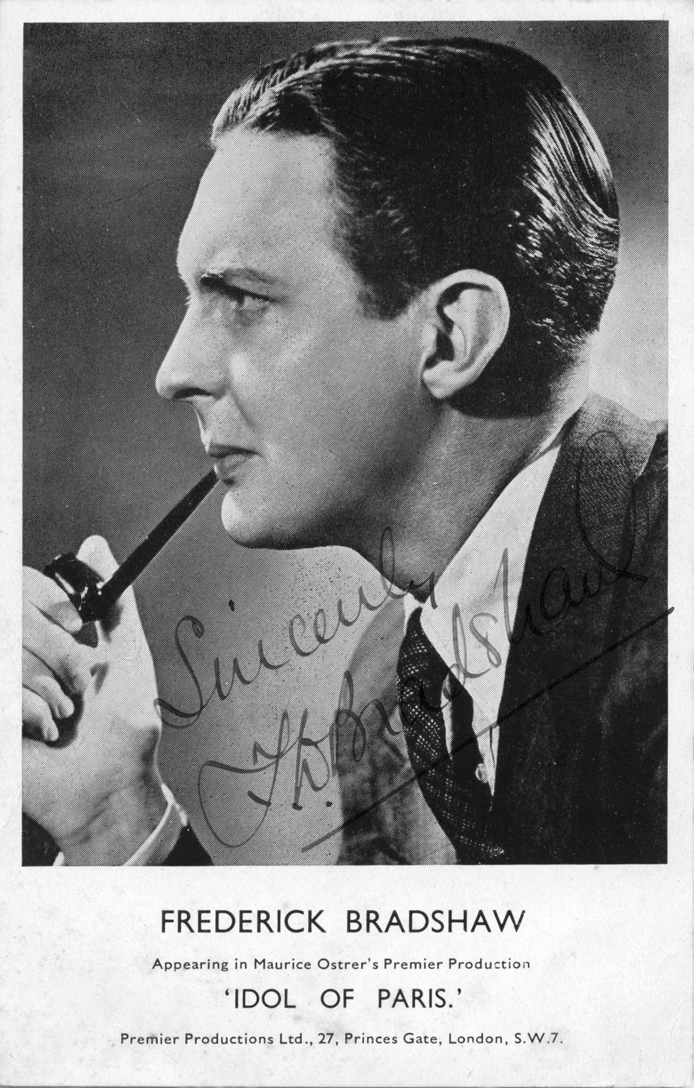 Signed publicity photo for Idol of Paris